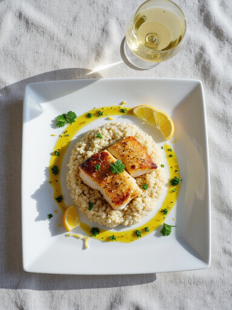 baked fish quinoa wine