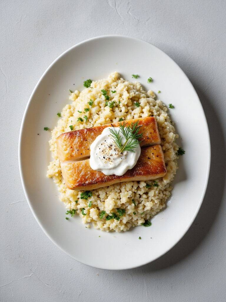 baked fish with couscous sauce