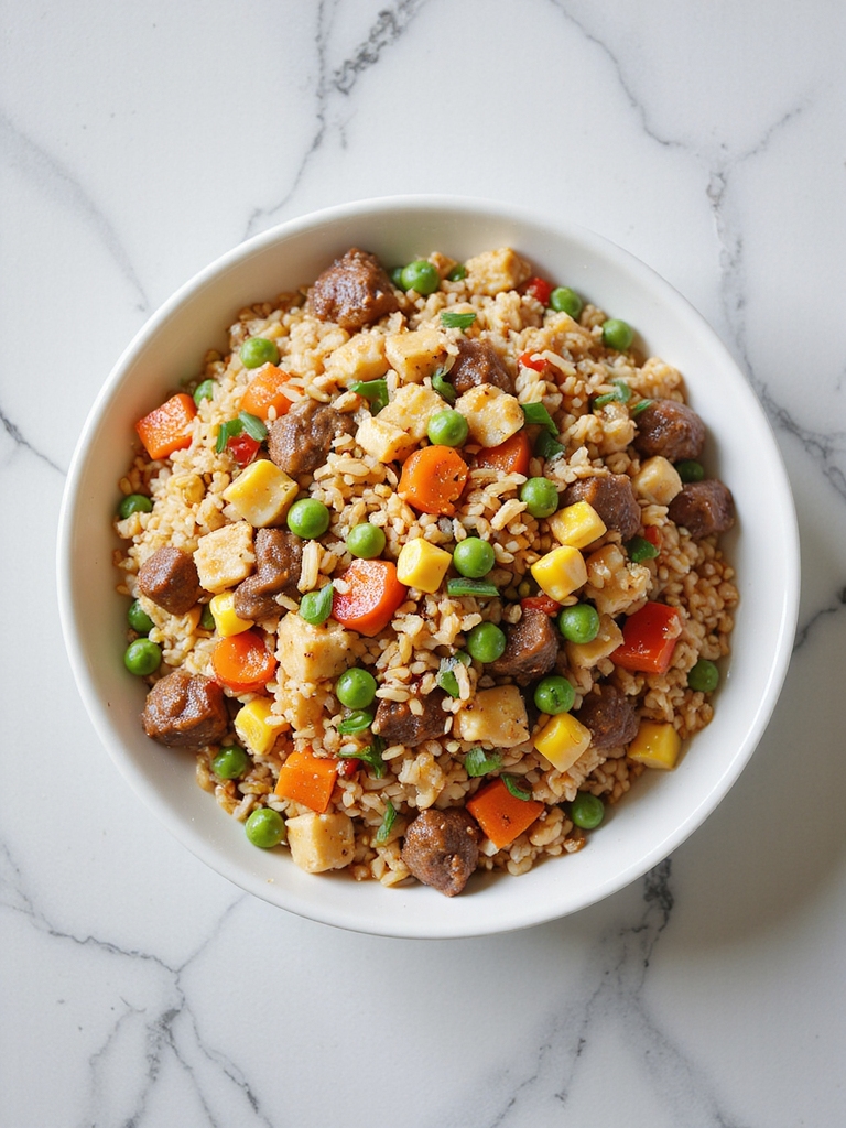 beef rice veggies dinner