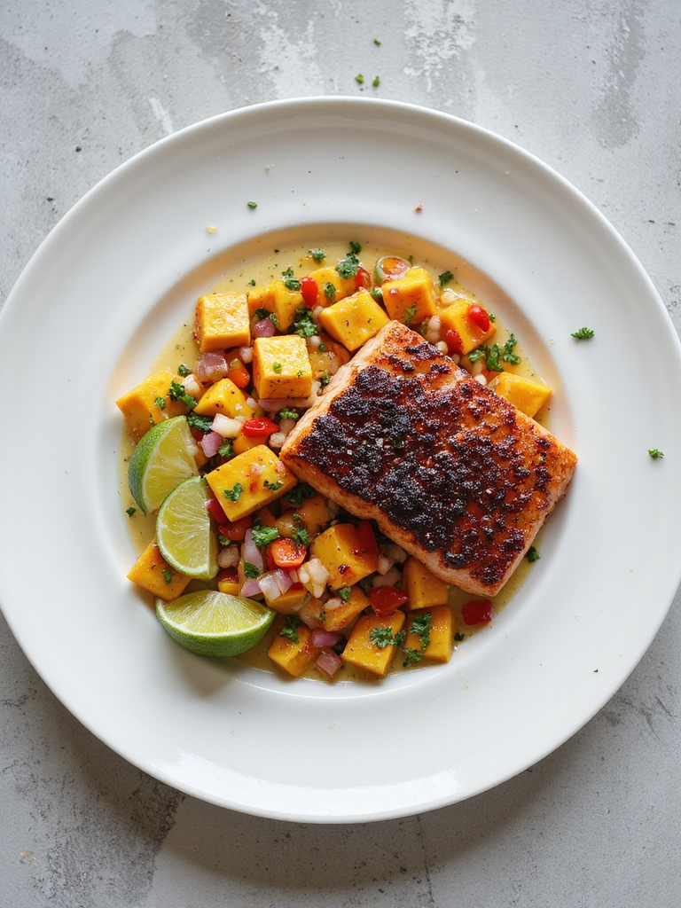 blackened salmon with mango salsa