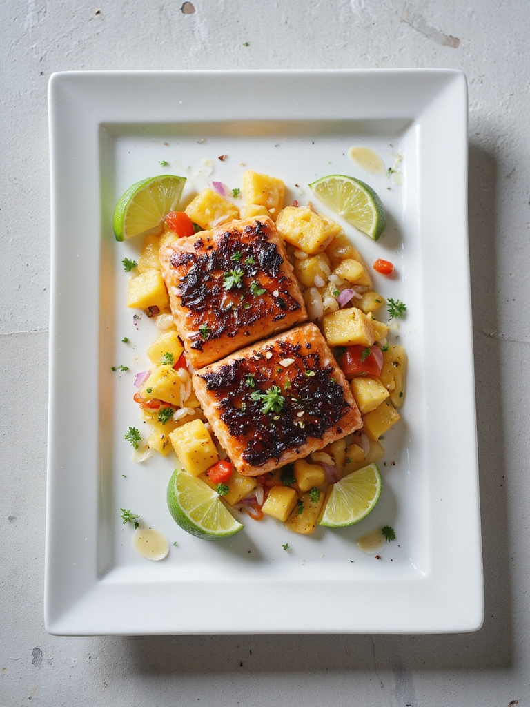 blackened salmon with pineapple relish