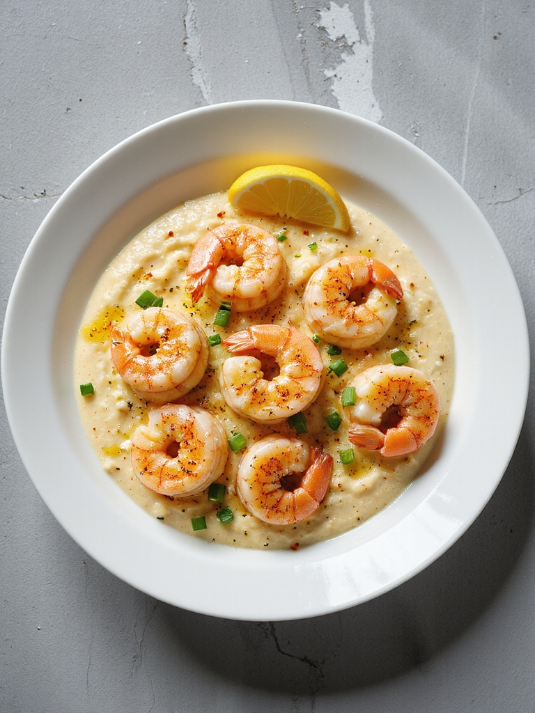 cajun spiced shrimp over grits
