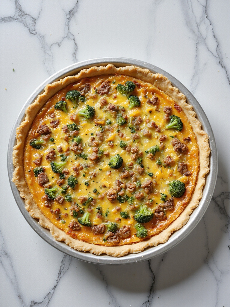 cheesy beef broccoli quiche