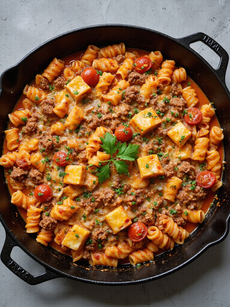 cheesy beef pasta skillet