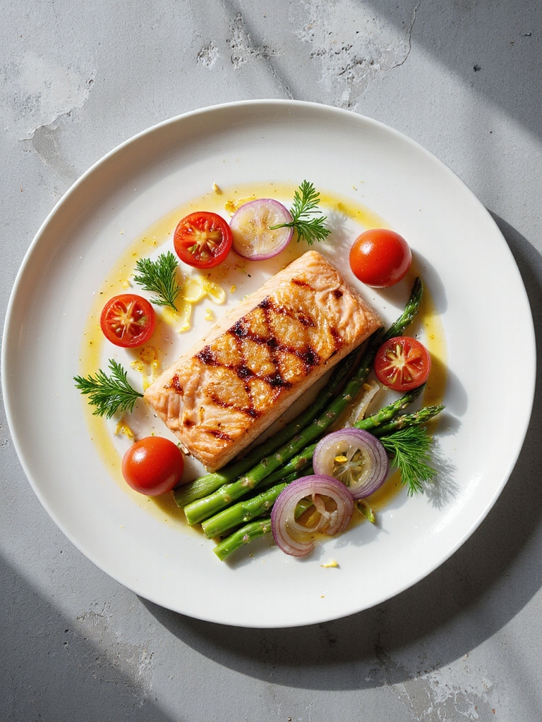 colorful salmon vegetable dish