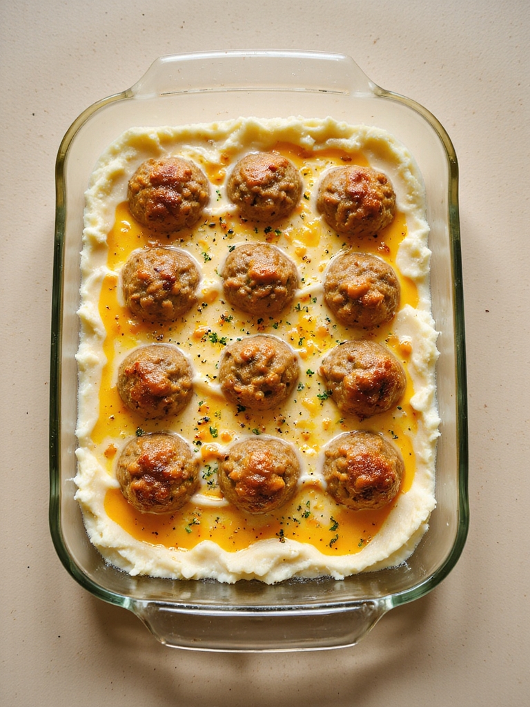comforting meatball potato bake