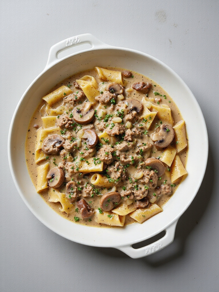 comforting slow cooked beef stroganoff