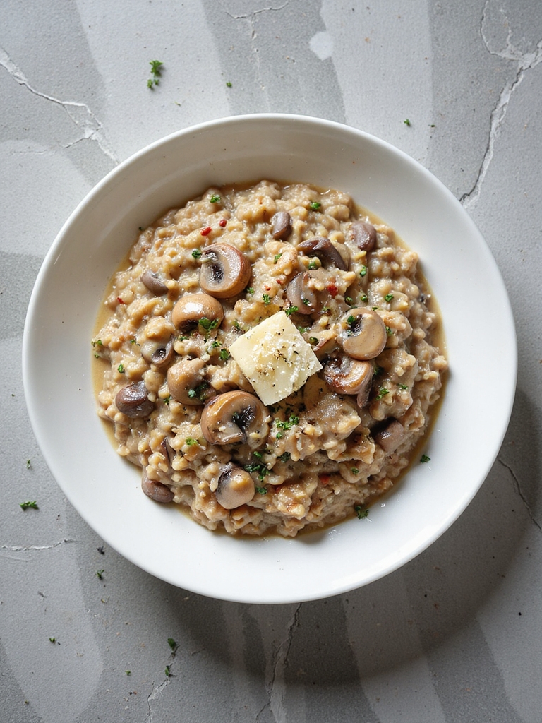 creamy beef mushroom risotto