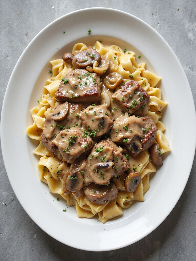 creamy beef with mushrooms