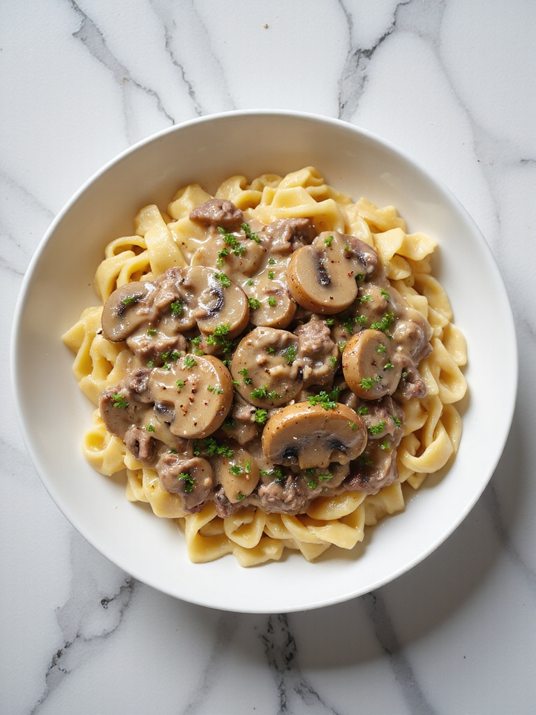creamy ground beef stroganoff