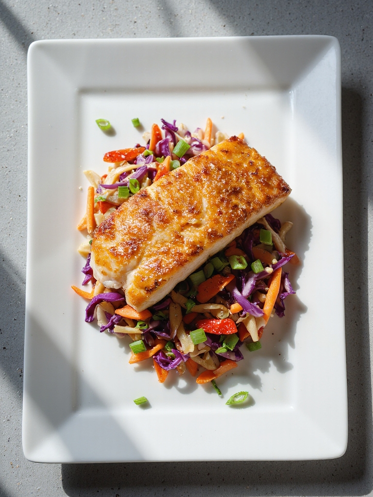 crispy barramundi with slaw