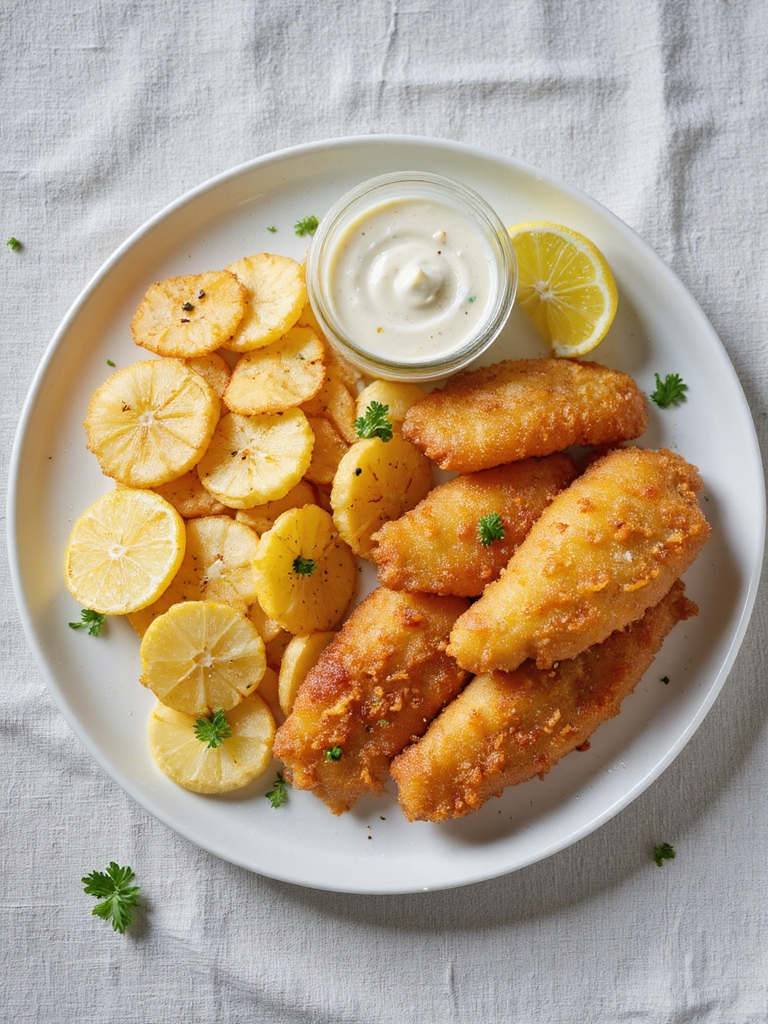 crispy battered fish and chips