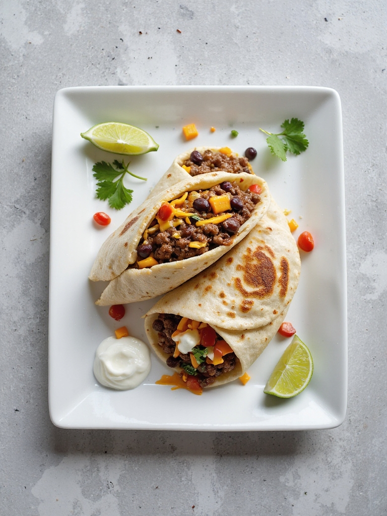 delicious beef and bean burritos