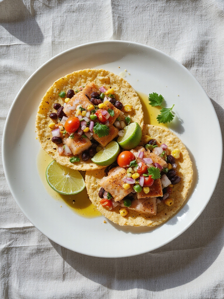 flaky pollock with salsa