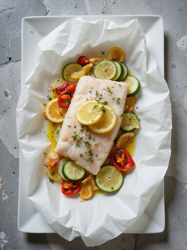 flounder steamed with vegetables