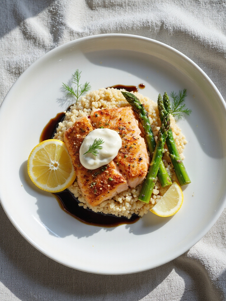 fried salmon with quinoa