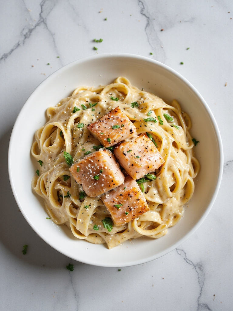 garlic parmesan salmon pasta