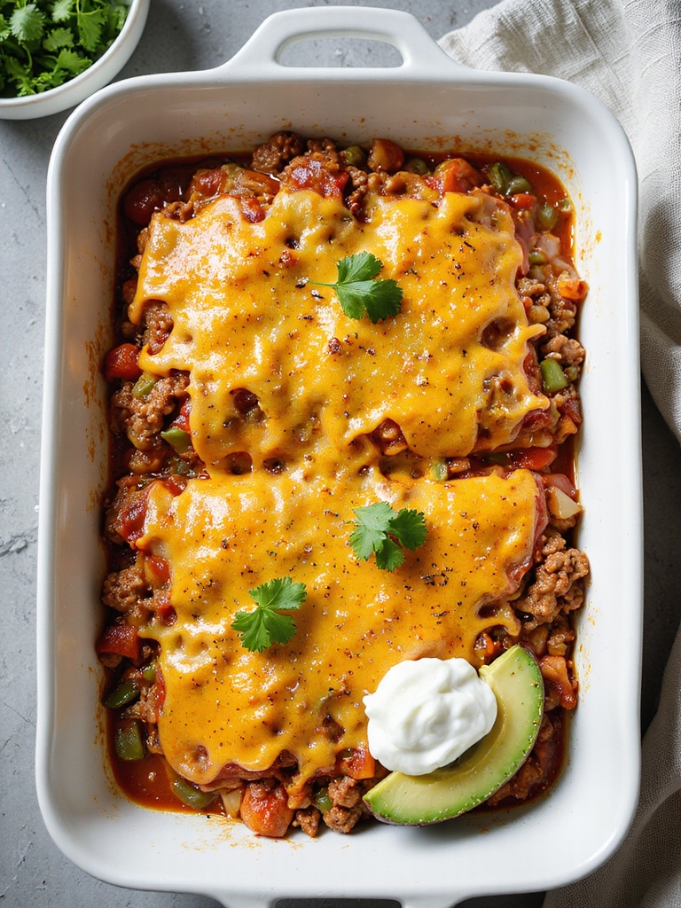 keto beef enchilada bake