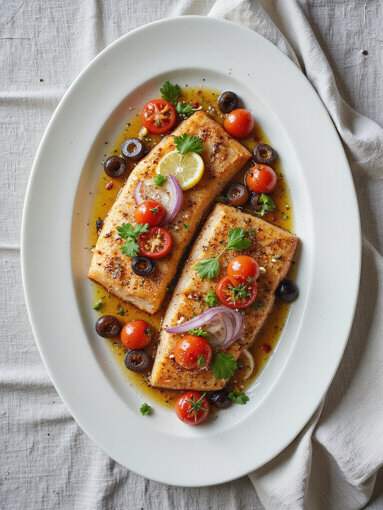 mediterranean baked halibut recipe