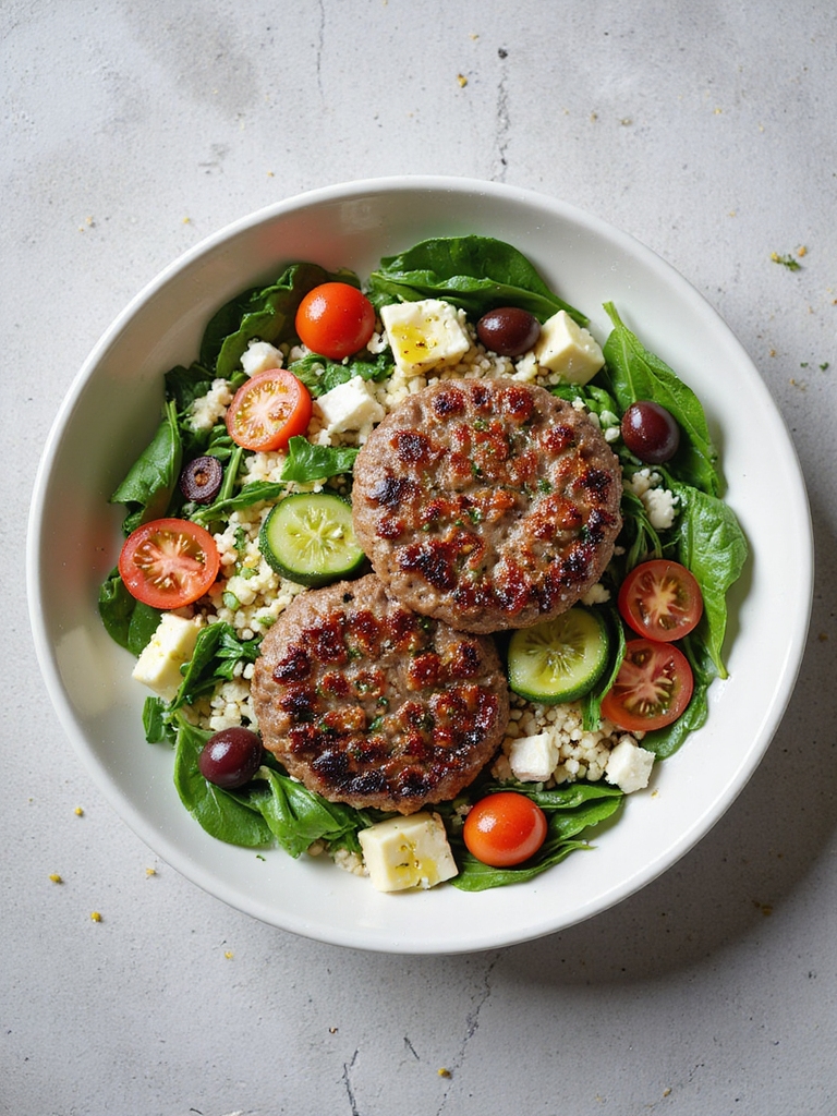 mediterranean beef patty bowls