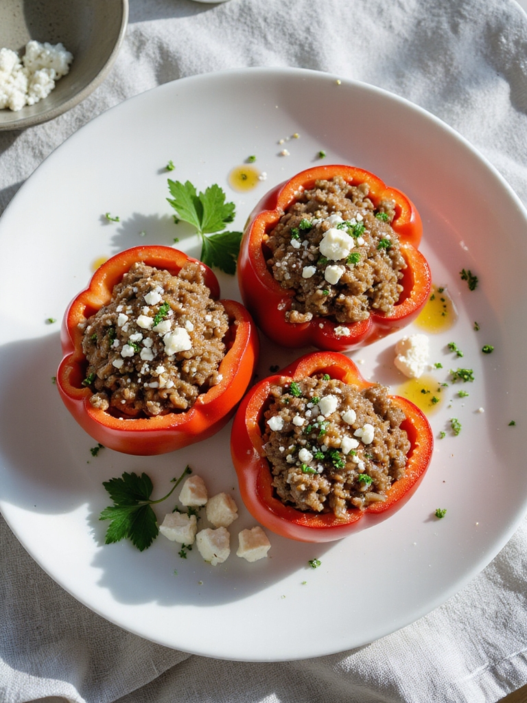mediterranean beef stuffed peppers