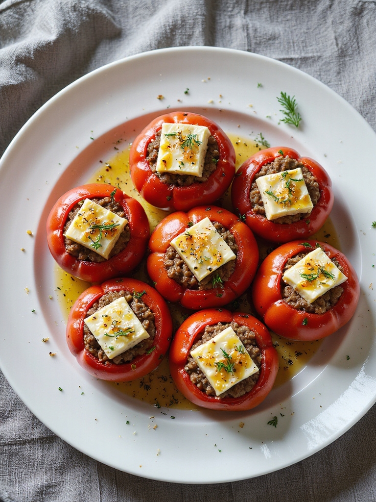 mediterranean beef stuffed tomatoes