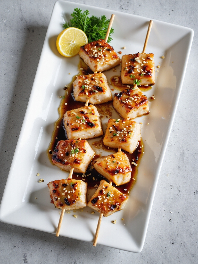 miso marinated fish skewers