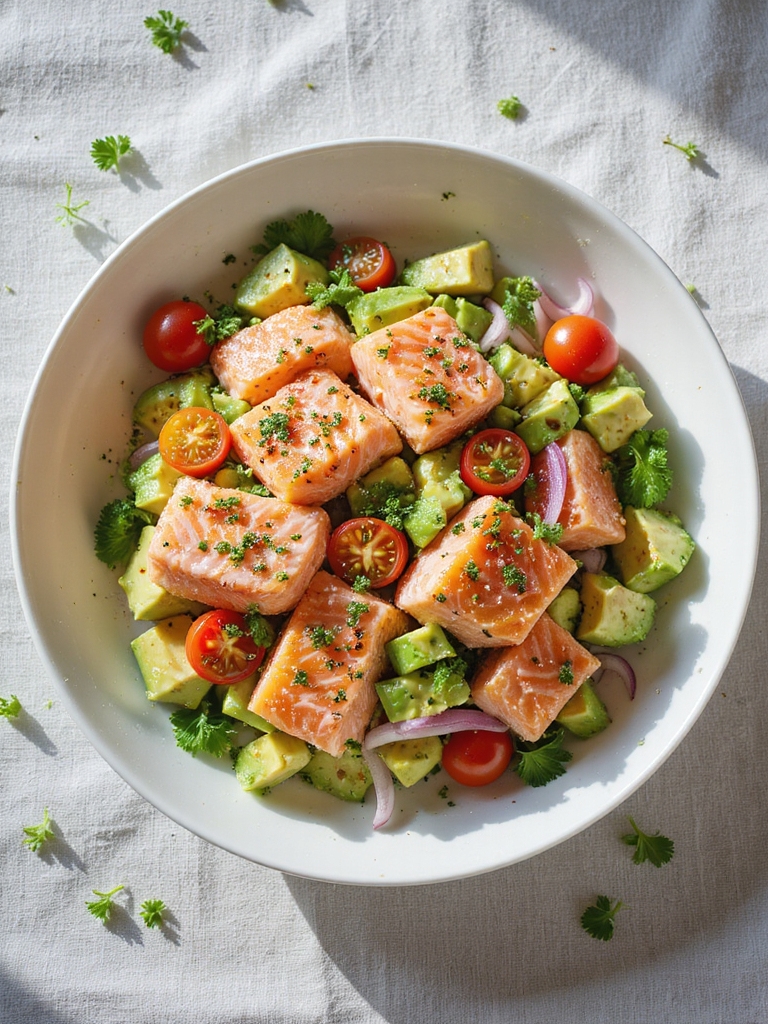 nutritious salmon avocado salad