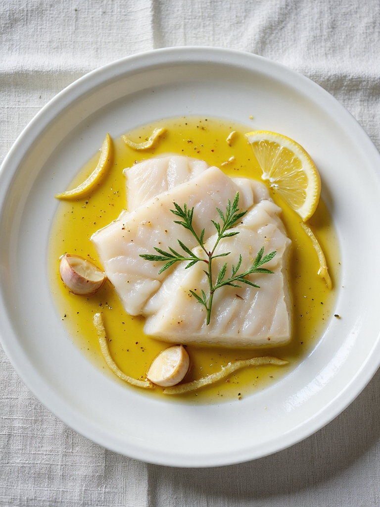 olive oil poached halibut