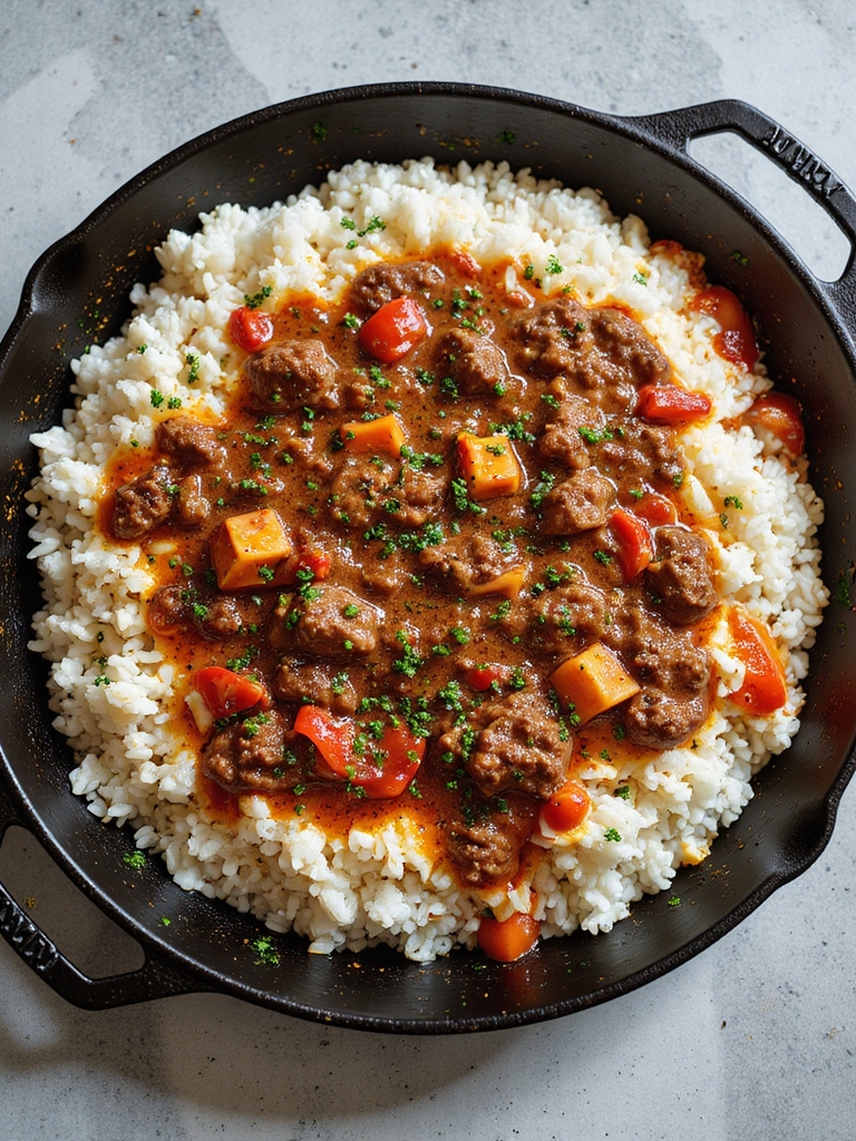 one pan beef and rice