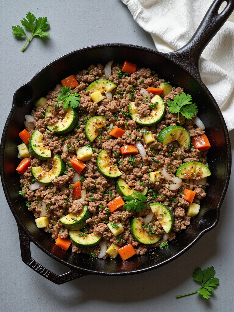 one pan beef zucchini skillet