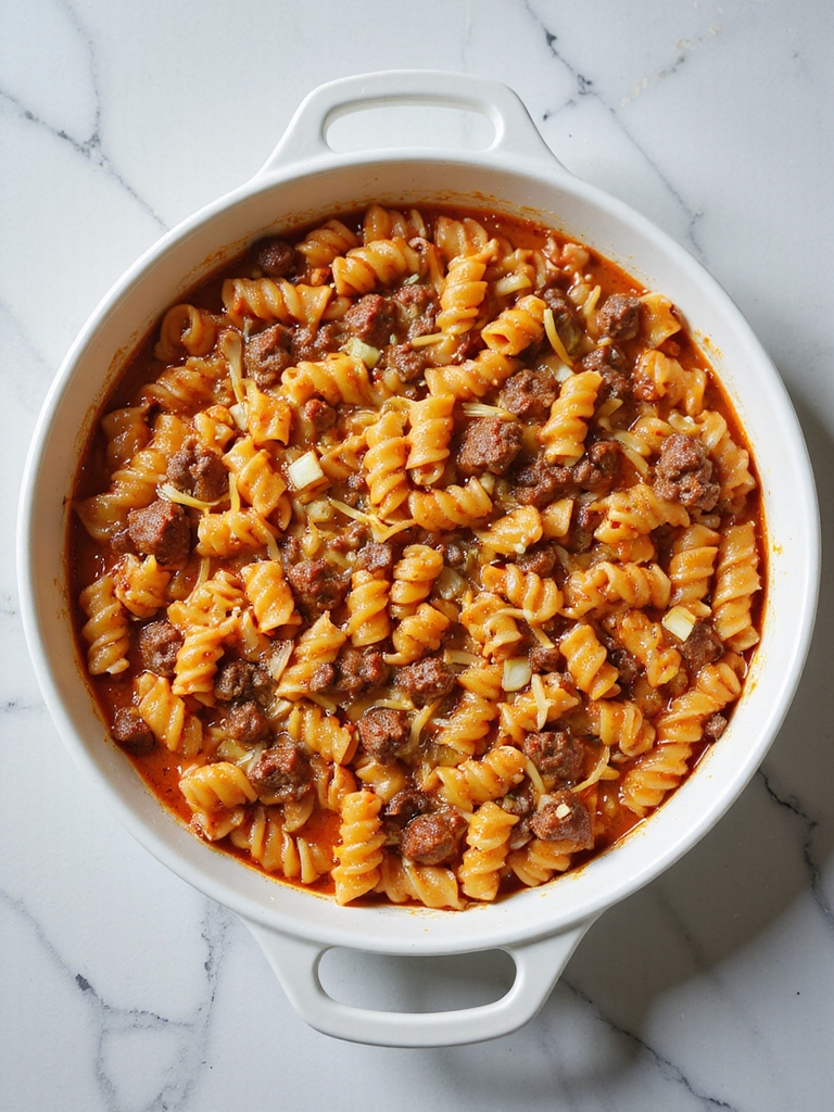 one pot cheesy beef pasta
