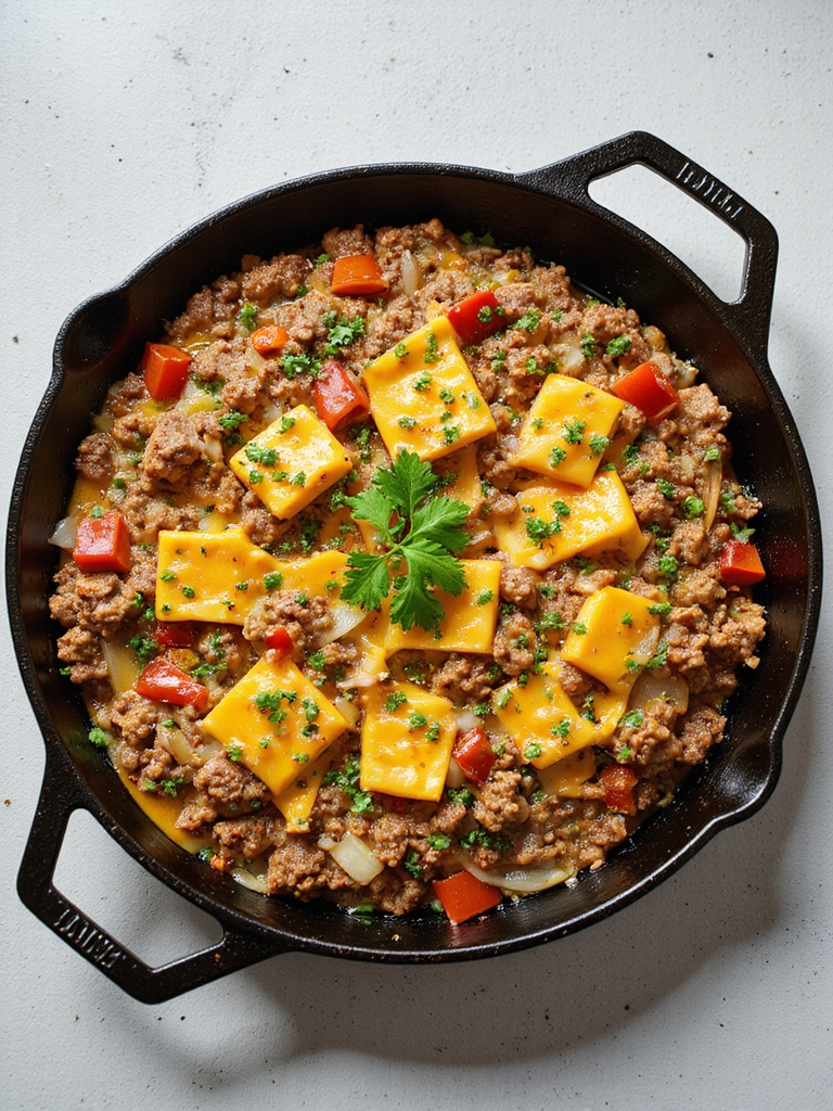 quick low carb cheeseburger skillet
