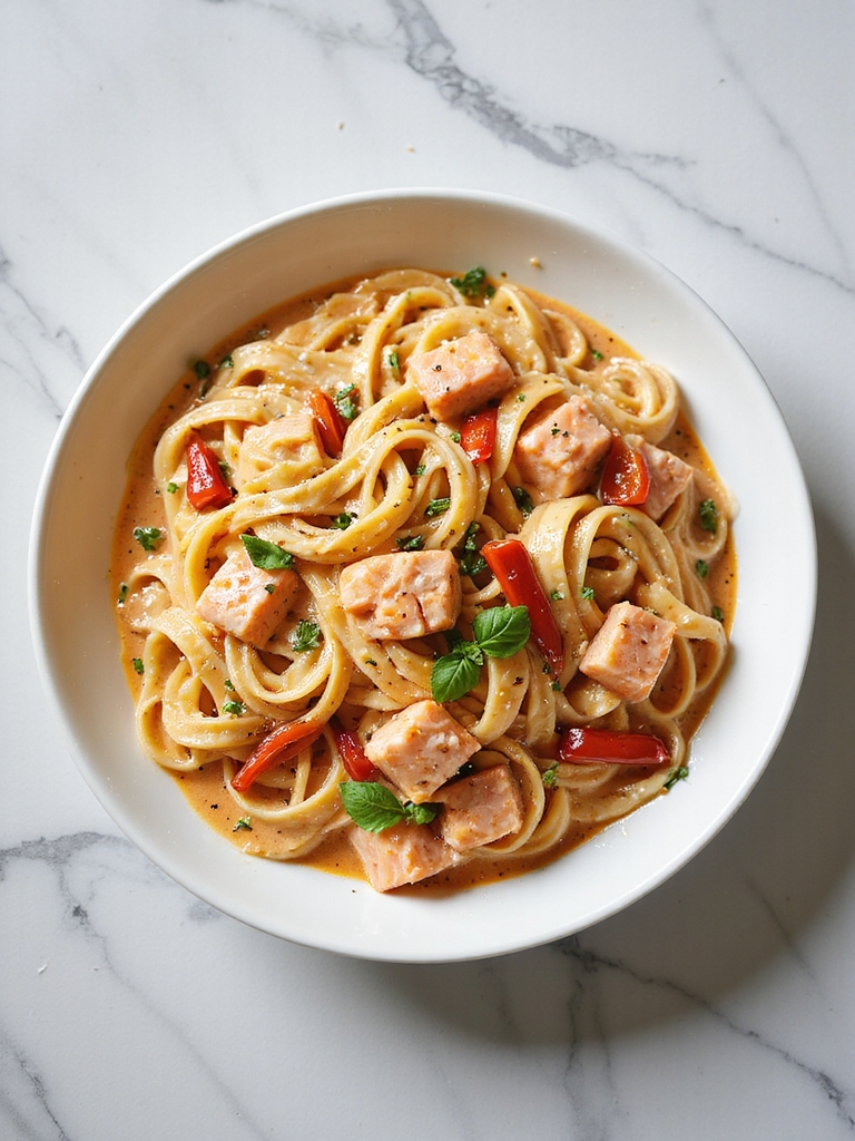 roasted salmon and bucatini delight