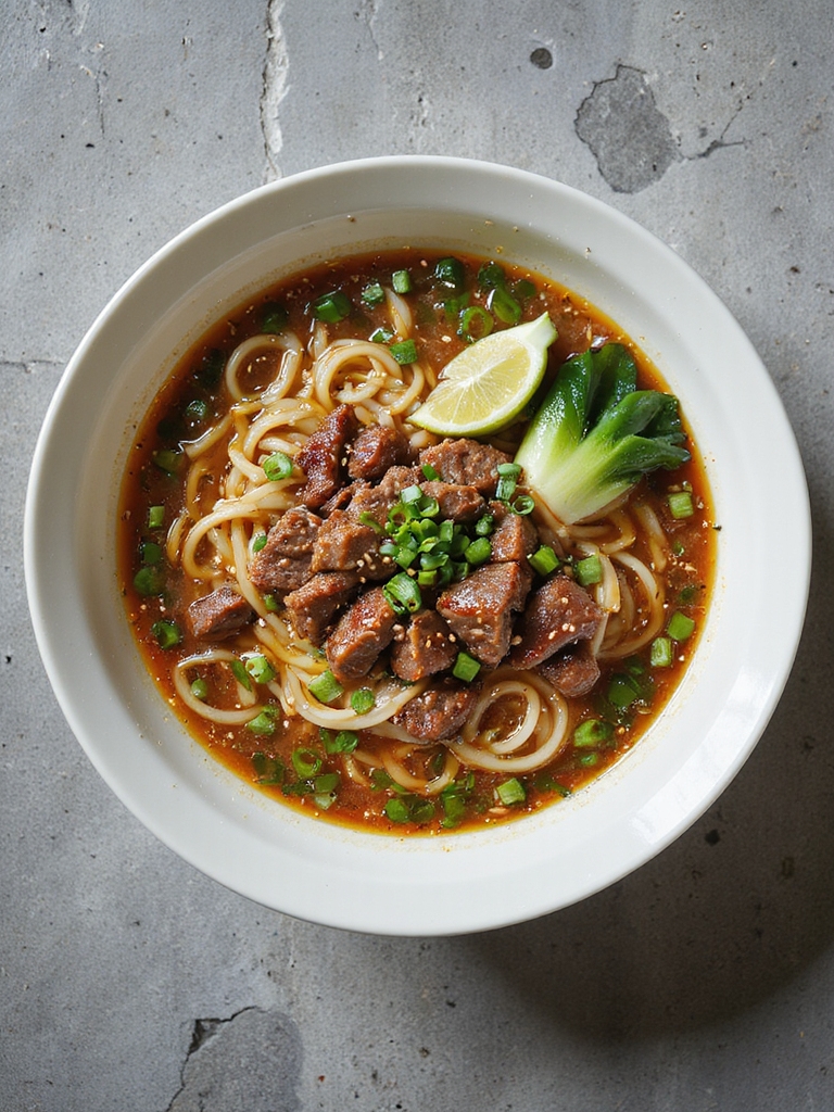 savory asian beef noodle soup