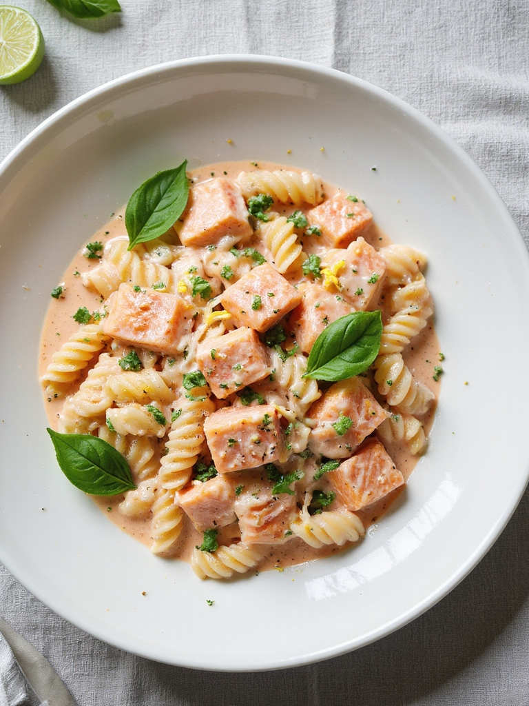savory basil salmon rotini