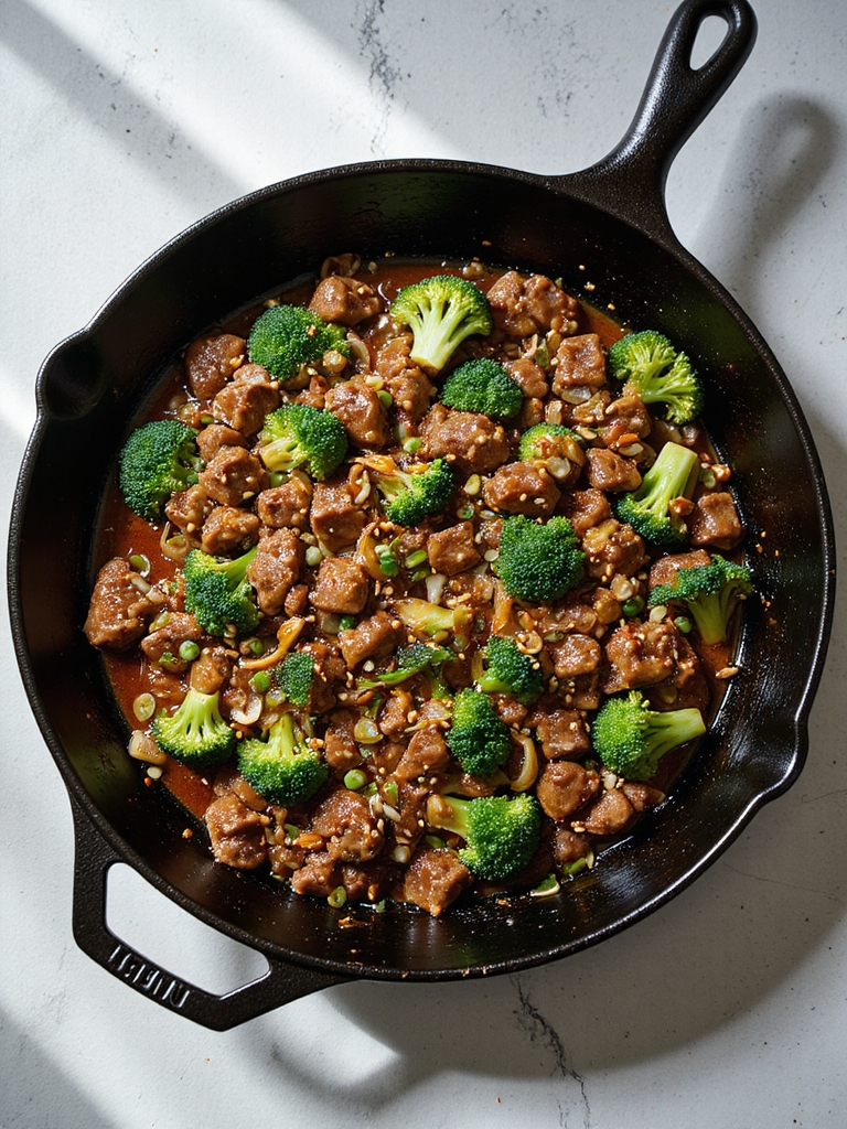 savory beef and broccoli skillet