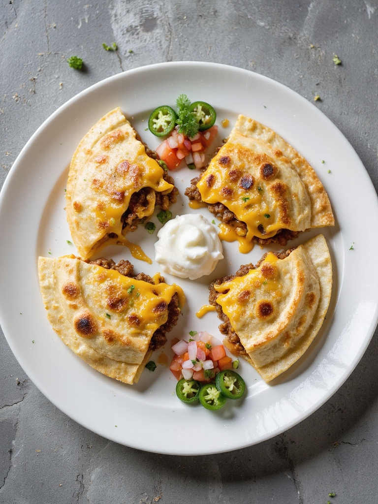 savory beef and cheese quesadillas