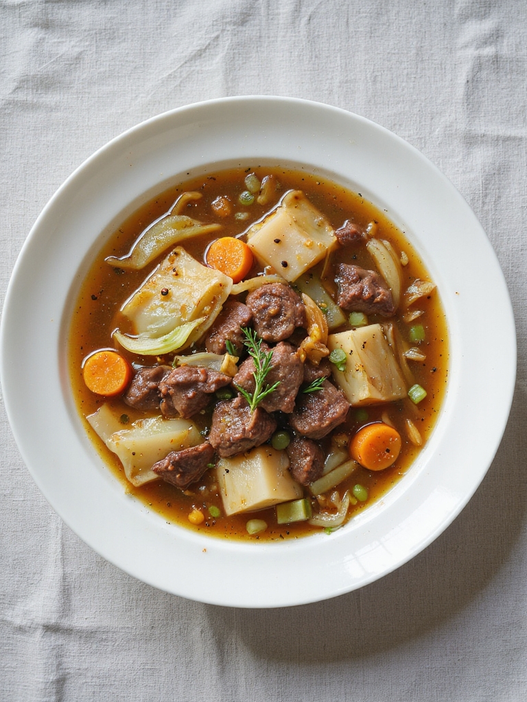 savory beef cabbage soup