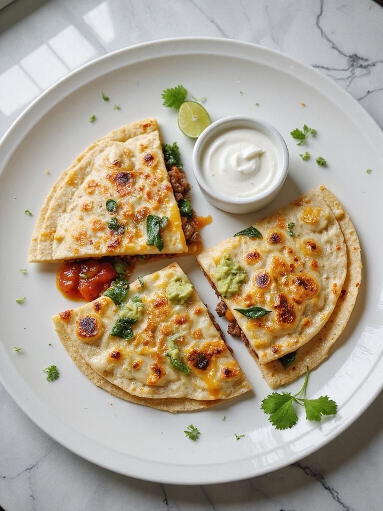 savory beef spinach quesadillas