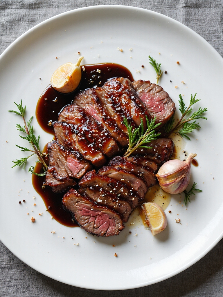 sear steak drizzle balsamic