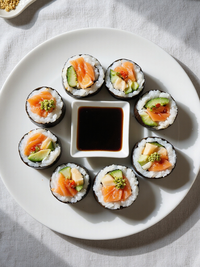 smoked salmon cucumber sushi rolls