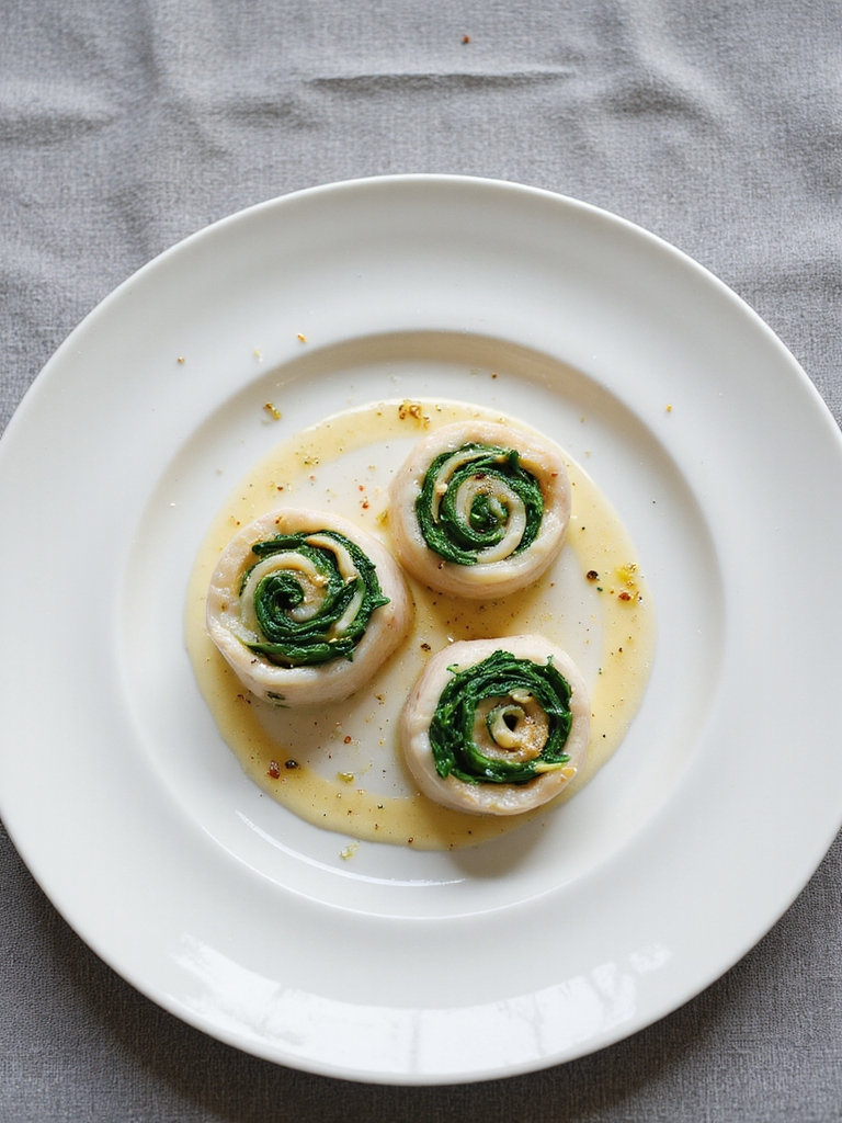 sole rolled with spinach filling