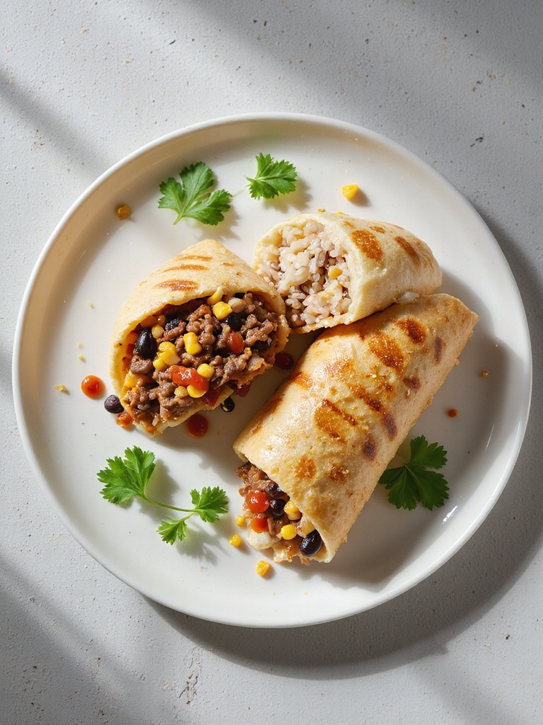 southwest beef rice burrito