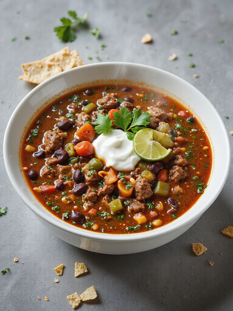 spicy beef and bean soup
