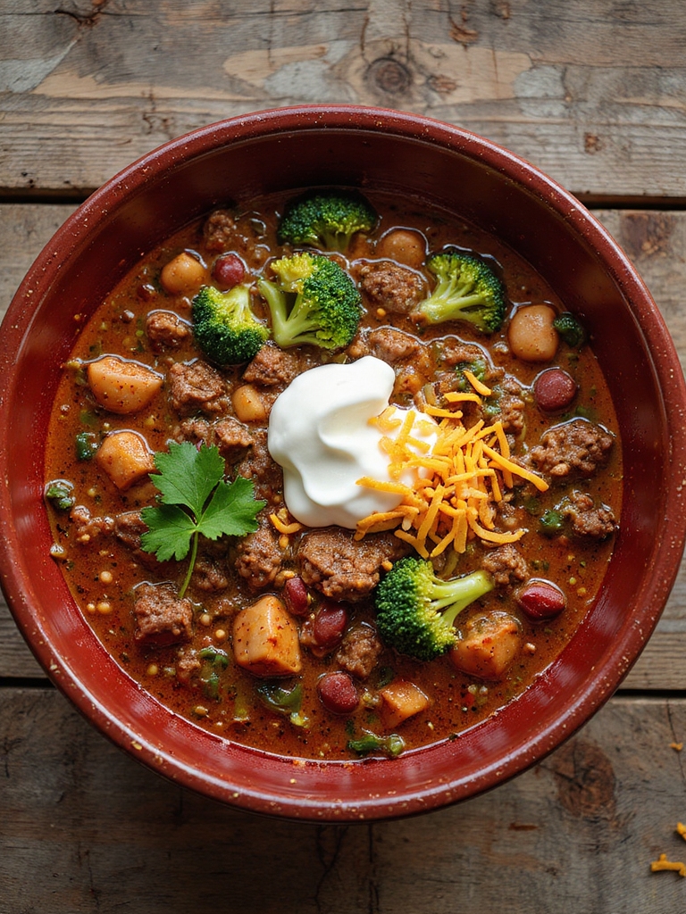 spicy beef and broccoli chili