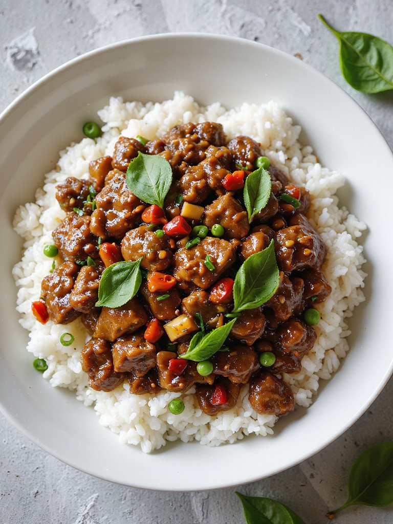 spicy beef basil stir fry