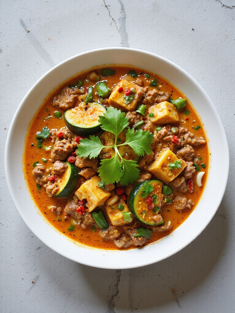 spicy beef zucchini curry