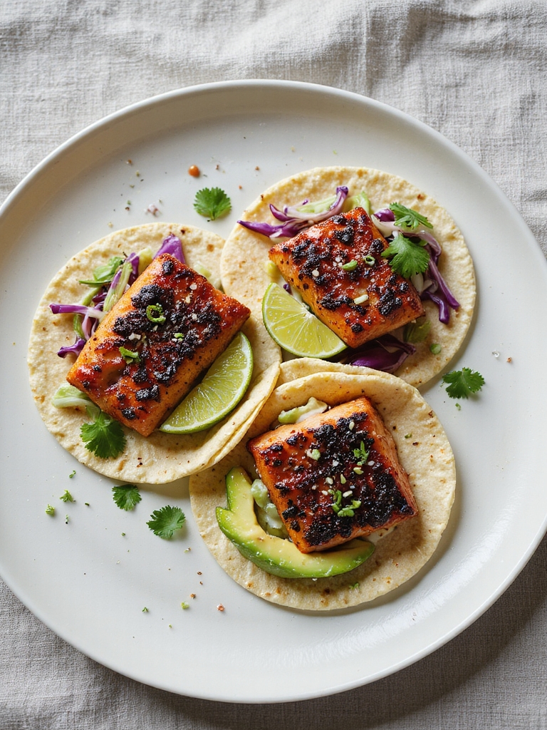 spicy blackened salmon tacos