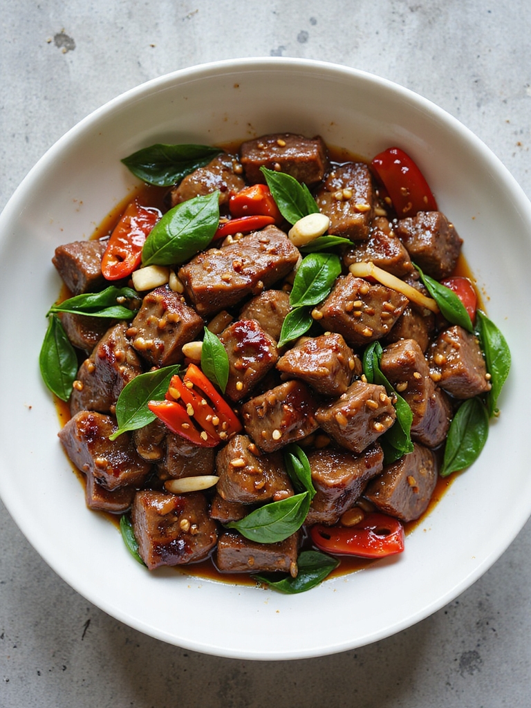 spicy thai basil beef stir fry